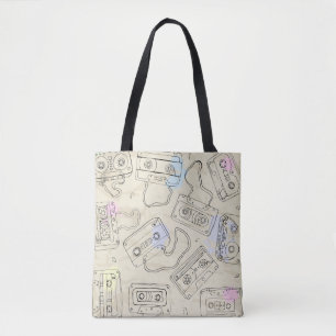 Tote Bag Motif de cassette mixte nostalgique des années 80