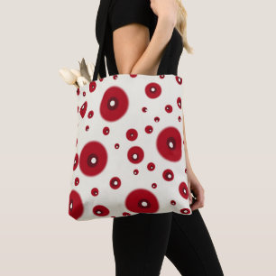 Tote Bag Motif de cercle fantaisiste à pois rouge ivoire