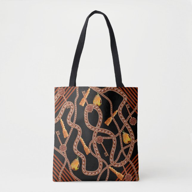 Tote Bag Motif de chaîne, motif d'écharpe. design foulard b (Devant)