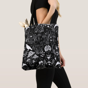 Tote Bag Motif de champignon psychédélique 2D.BW.b