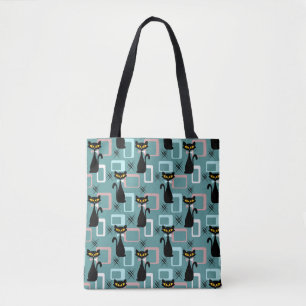 Tote Bag Motif de chat noir du milieu du siècle