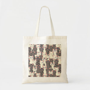 Tote Bag Motif de chats blancs et gris