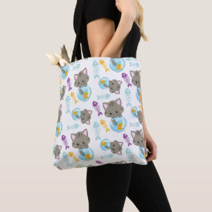 Tote Bag Motif De Chats, Chats Mignons, Chatons, Poisson