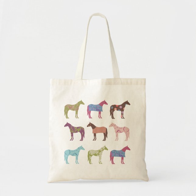 Tote Bag Motif de Cheval coloré (Devant)