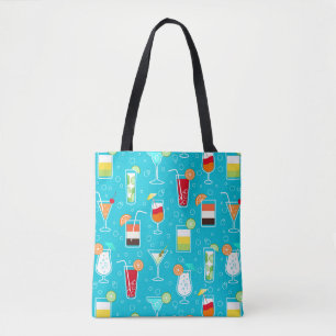 Tote Bag Motif de cocktail sur l'arrière - plan turquoise