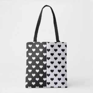 Tote Bag Motif de coeur Black White Love