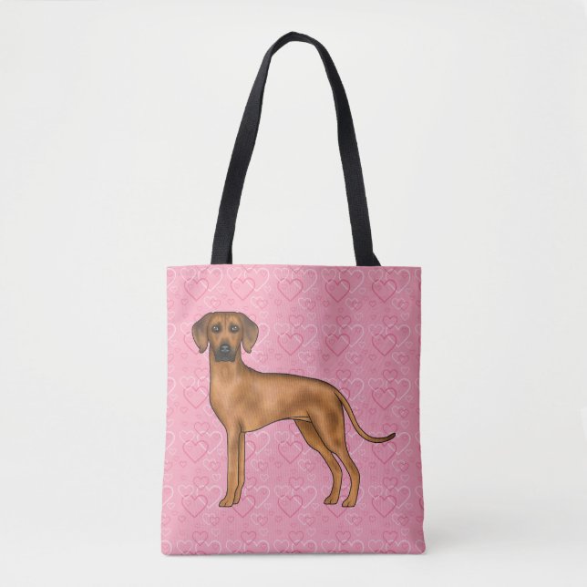 Tote Bag Motif de cœur d'amour de chien Rhodesian Ridgeback (Devant)