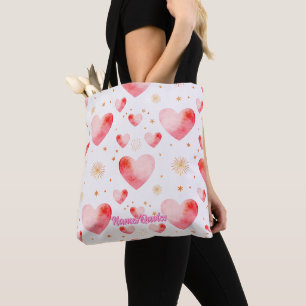 Tote Bag Motif de cœur de la Saint-Valentin doux avec paill
