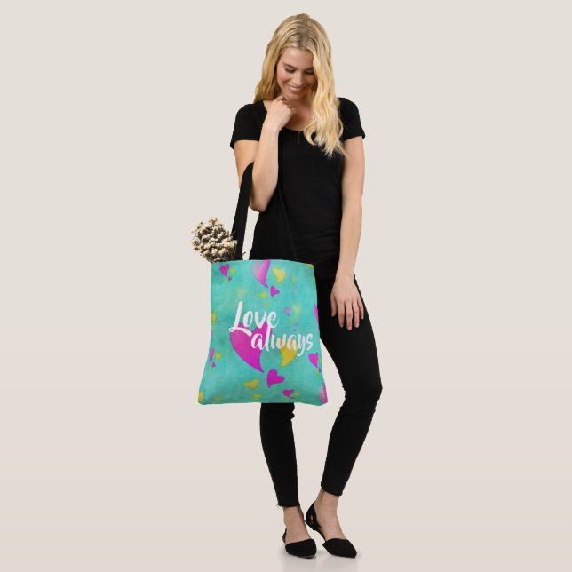 Tote Bag Motif de coeur mignon Aimer toujours votre nom Val (Sur le modèle)