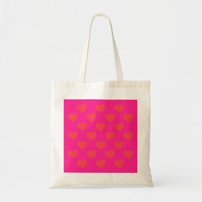 Tote Bag Motif de cœur rose et orange à la mode (Devant)