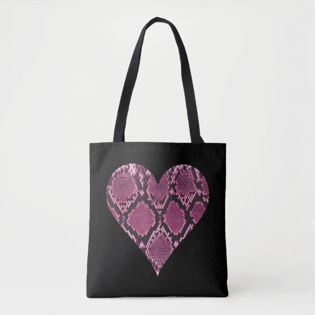 Tote Bag Motif de coeur rose Snakeskin (Devant)