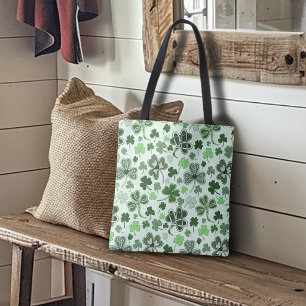 Tote Bag Motif de cœurs de trèfle vert clair ludique celtiq