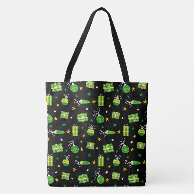 Tote Bag Motif de décoration de Noël vert Grinch (Devant)