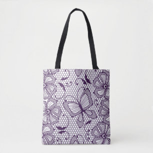 Tote Bag Motif de dentelle avec des papillons