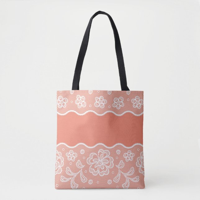 Tote Bag Motif de dentelle, cru 4 de fleur (Devant)