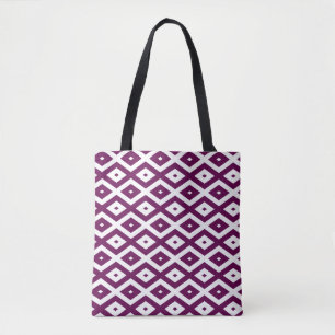 Tote Bag Motif de diamant blanc et violet de prune