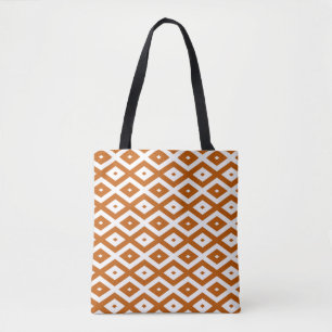 Tote Bag Motif de diamant orange et blanc brûlé