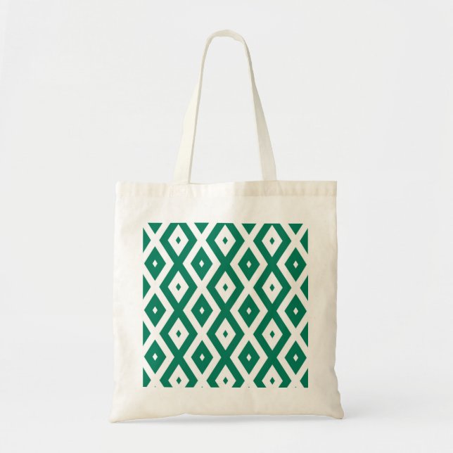 Tote Bag Motif de diamant vert et blanc (Devant)