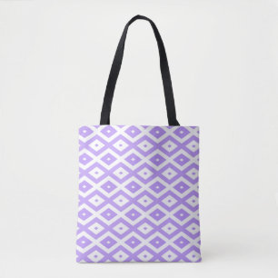 Tote Bag Motif de diamants violet et blanc