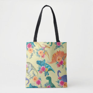 Tote Bag Motif de dinosaures à l'aquarelle. ba sans mer