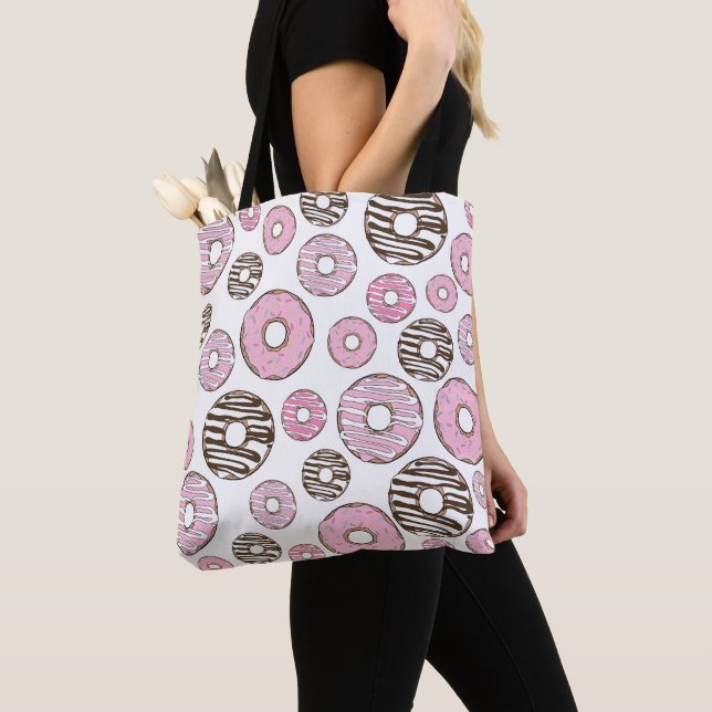 Tote Bag Motif De Donuts, Donuts Roses, Donuts Blancs (De près)