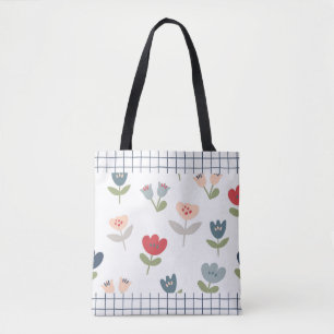 Tote Bag Motif de ferme abstrait aux tulipes florales