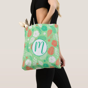 Tote Bag Motif de feuillage vert et orange