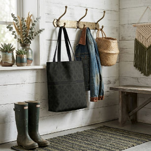 Tote Bag Motif de feuille élégant vert moderne avec monogra