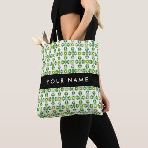 Tote Bag Motif de feuille, feuilles vertes, votre nom