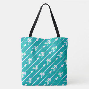Tote Bag Motif de flèches Turquoise foncé élégant