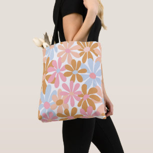 Tote Bag Motif de fleur de marguerite pastel rétro