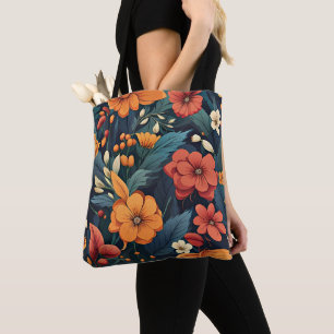 Tote Bag Motif de fleurs colorées