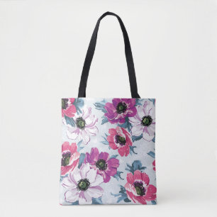 Tote Bag Motif de fleurs de couleur d'élégance sur le ble