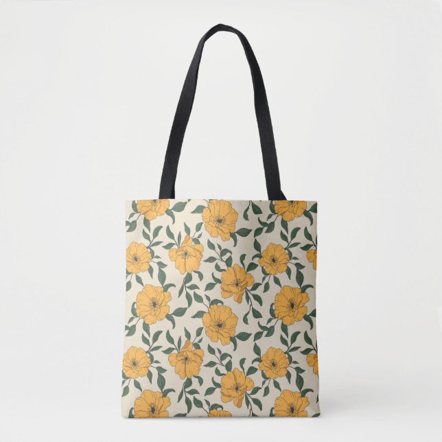 Tote Bag Motif de fleurs de crapaud orange (Devant)