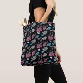 Tote Bag Motif de fleurs et de papillons