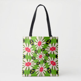 Tote Bag Motif de fleurs rose et blanche