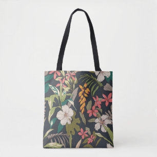 Tote Bag Motif de fleurs tropicales sans joint arrière - pl
