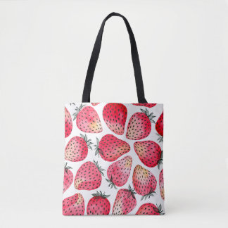 Tote Bag Motif de fraises d'aquarelle.