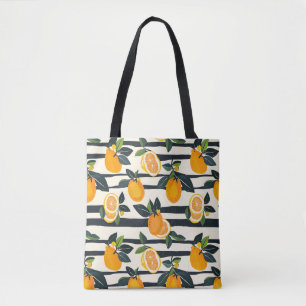 Tote Bag Motif de fruits d'agrumes avec Feuilles verts (5)