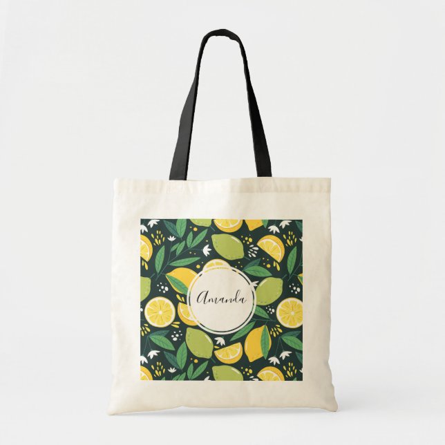 Tote Bag Motif de Fruits de citron jaune et de citron vert (Devant)
