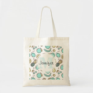 Tote Bag Motif de fruits mignons Monogramme à thème d'été