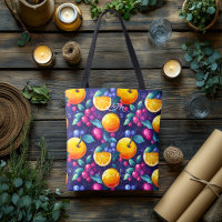 Motif de fruits sombres – Citron et baie vibrants