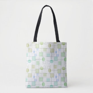 Tote Bag Motif de grille minimaliste avec formes pastel dou