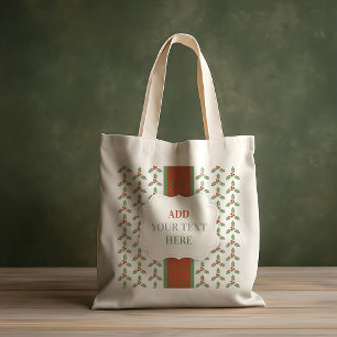Tote Bag Motif de houx de Noël Houx vert Baies rouges