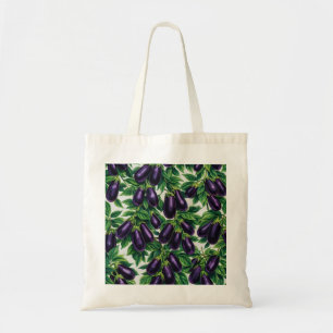 Tote Bag Motif de jardin botanique de légumes Aubergine vio