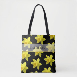 Tote Bag Motif de jonquille jaune et noir Personnalisé