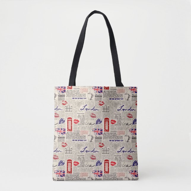 Tote Bag Motif de journal de Londres (Devant)