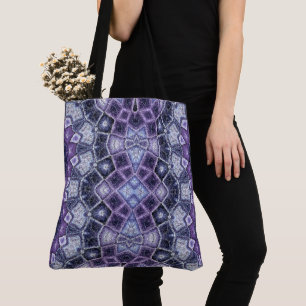 Tote Bag Motif de kaléidoscope géométrique violet et bleu
