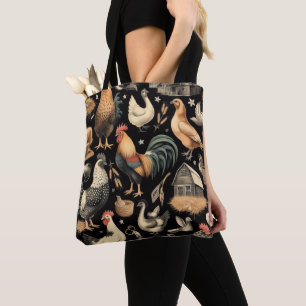 Tote Bag Motif de la ferme de poulet Retro