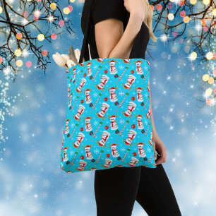 Tote Bag Motif de la fête de Noël de Baseball Snowman